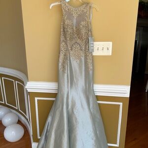 New silver gold mermaid formal dress Savoy by Dress World size 6
